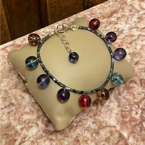 EMILY RAY Sterling Silver/ Glass Beads Bracelet; Vintage; Perfect Condition